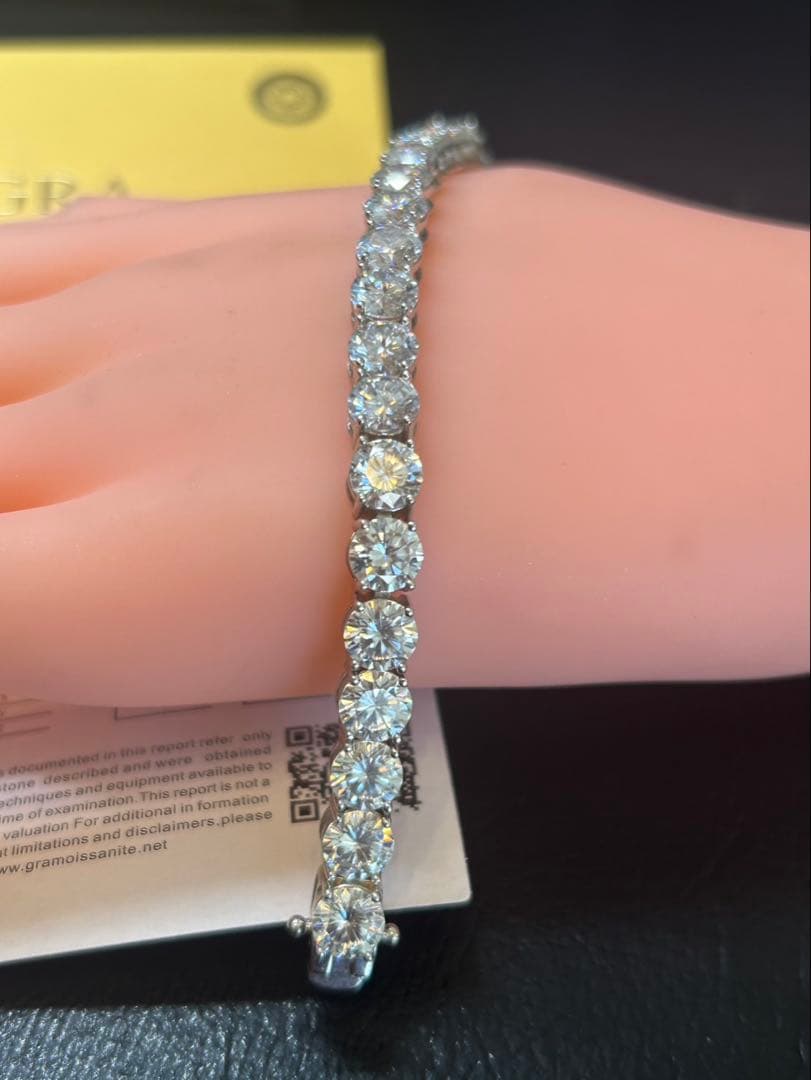 モアサナイト19.2ctテニスブレスレット➕エメクォーツリング13セット