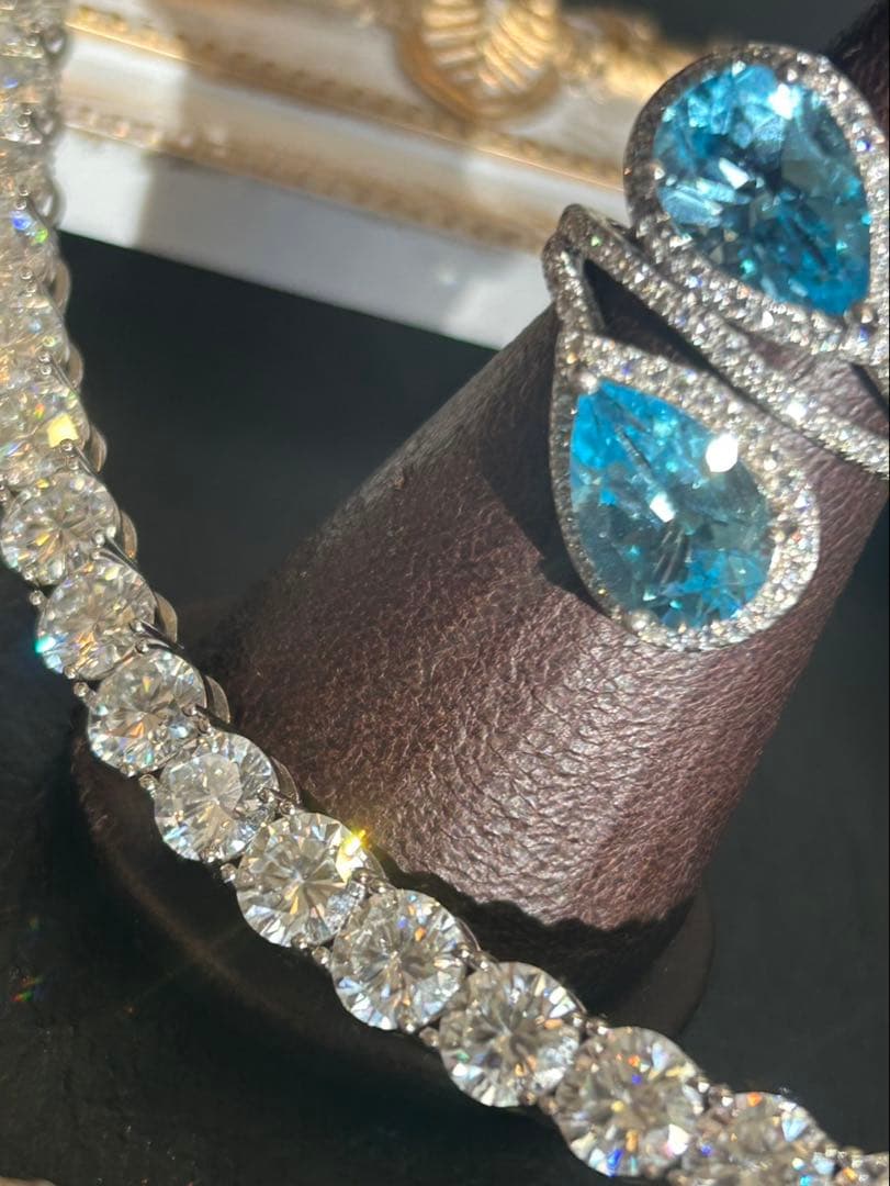 モアサナイト19.2ctテニスブレスレット➕エメクォーツリング13セット