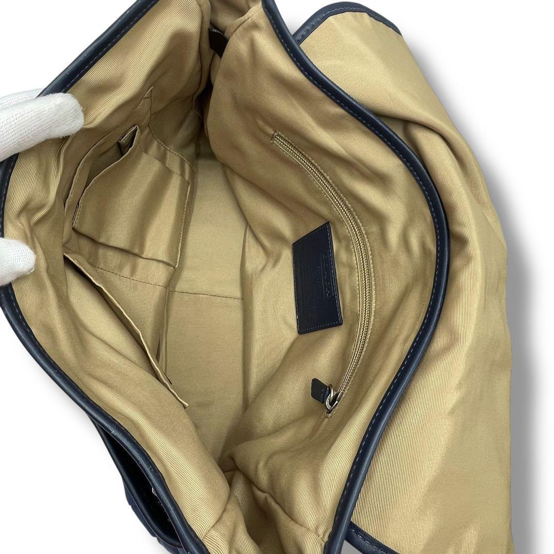 極美品 COACH コーチ メッセンジャー ショルダー ビジネス　A4　ブルー