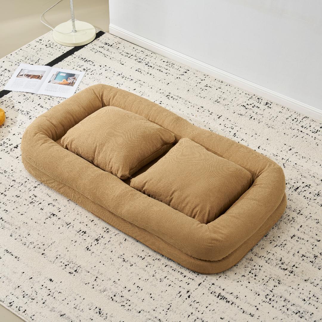 【カーキ】1人掛けソファー ソファーベッド 座椅子 6段調整可能 寝る 座る