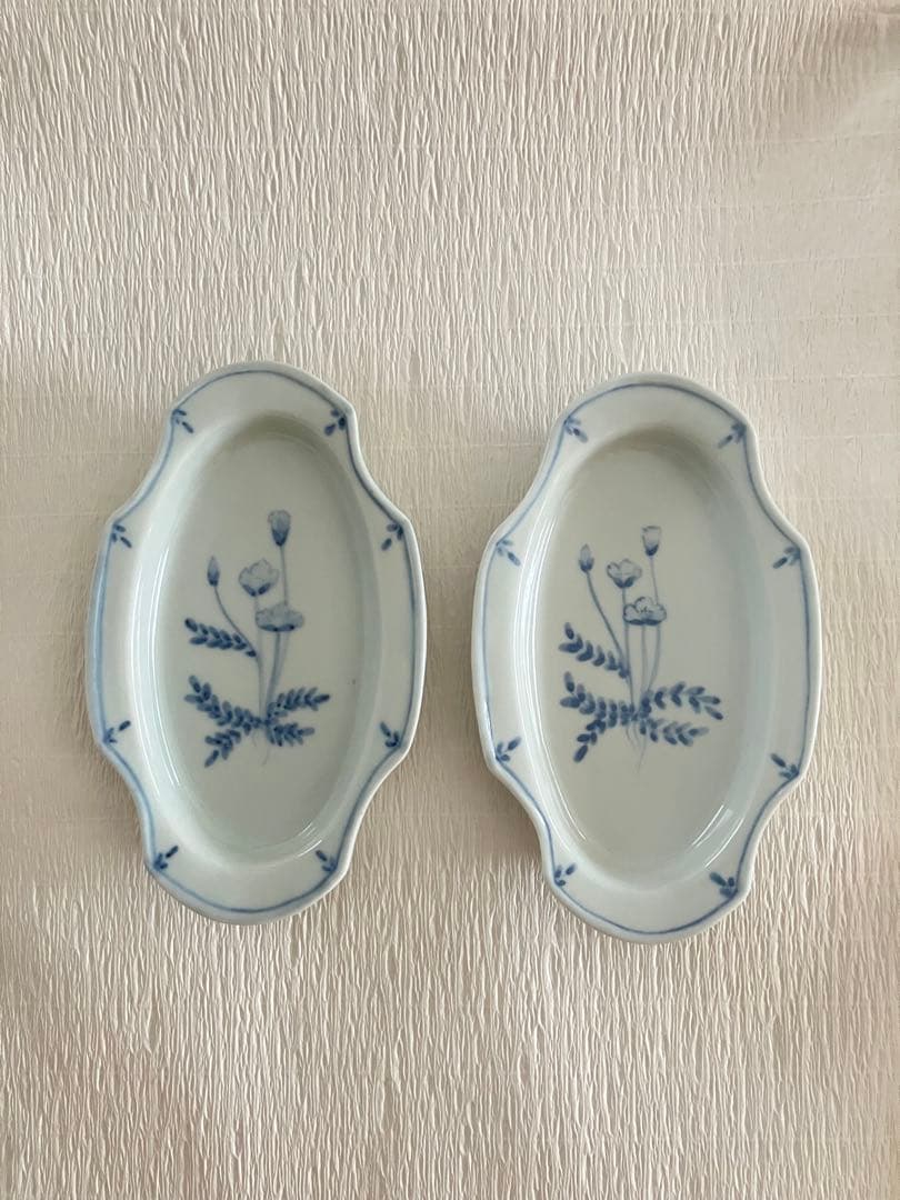 稲村真耶　ボタニカル柄装飾オーバル皿(中)２枚セット