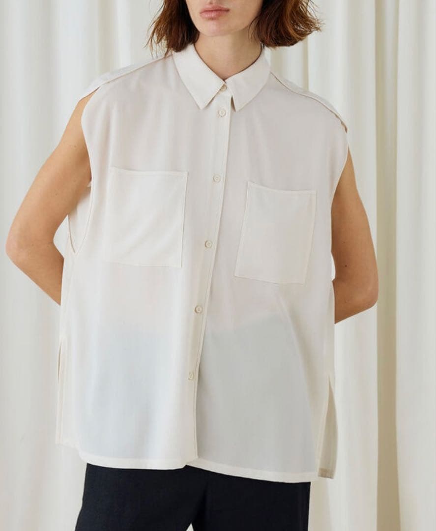 デプレ☆新品今期ジャージーライクジョーゼットブラウス黒DESPRES