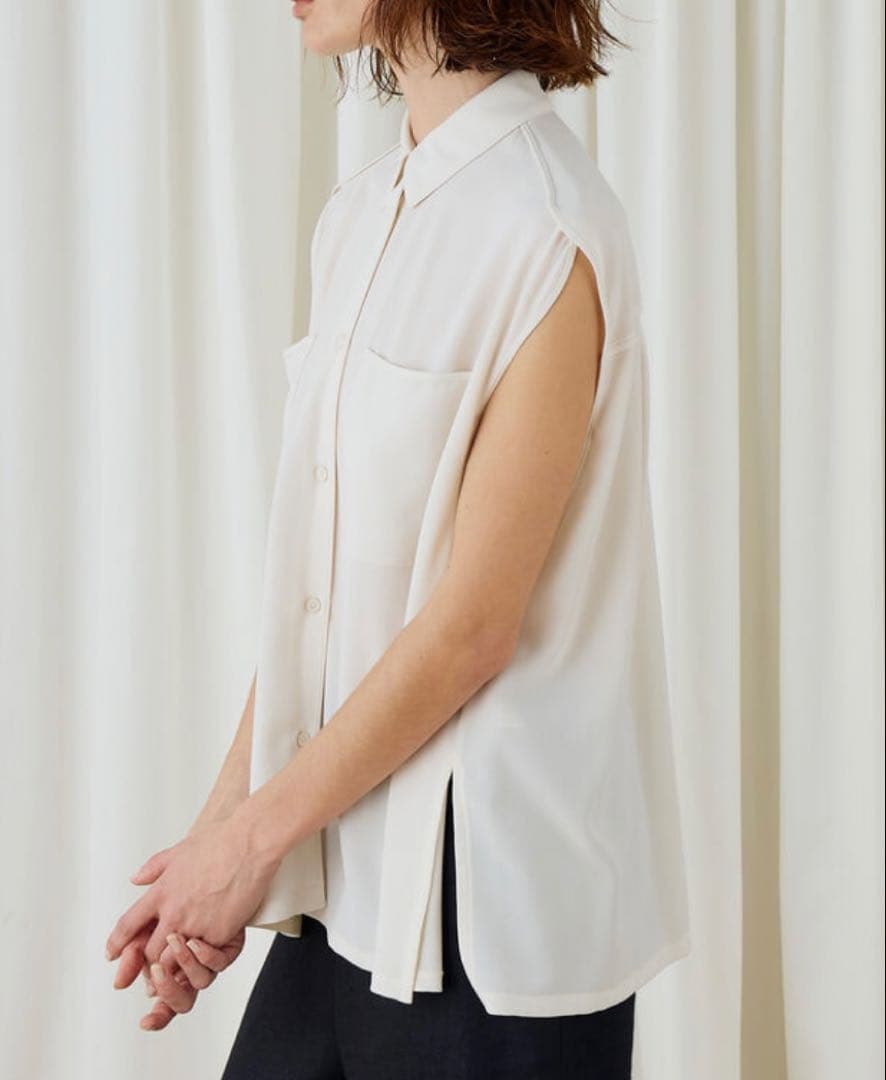 デプレ☆新品今期ジャージーライクジョーゼットブラウス黒DESPRES