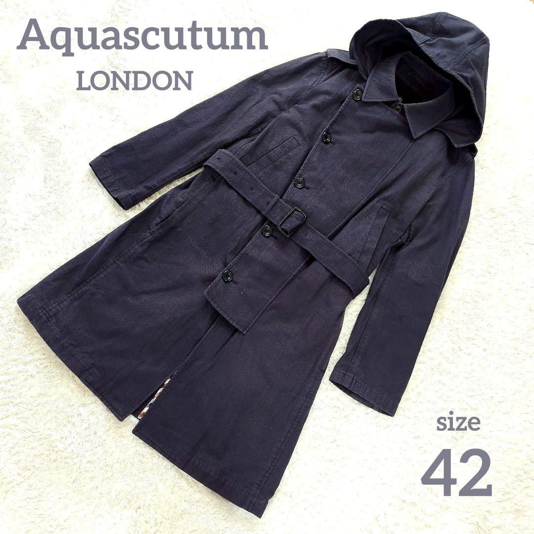 Aquascutum　アクアスキュータム　トレンチコート　ネイビー　42