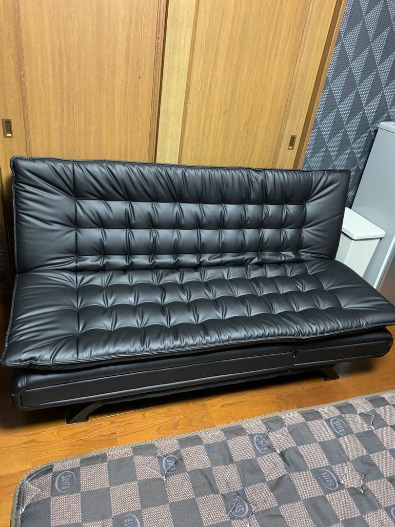 ソファベッド 合成皮革ベッドフレーム　ゼミダブル　ベッドフレームとマットレス