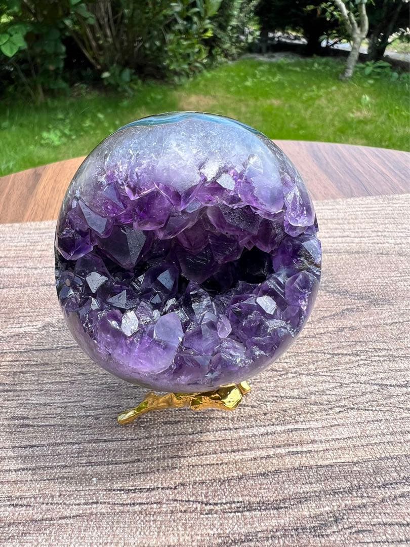 A88アメジストクラスター　丸玉（開口笑）サイズ66.6mm
