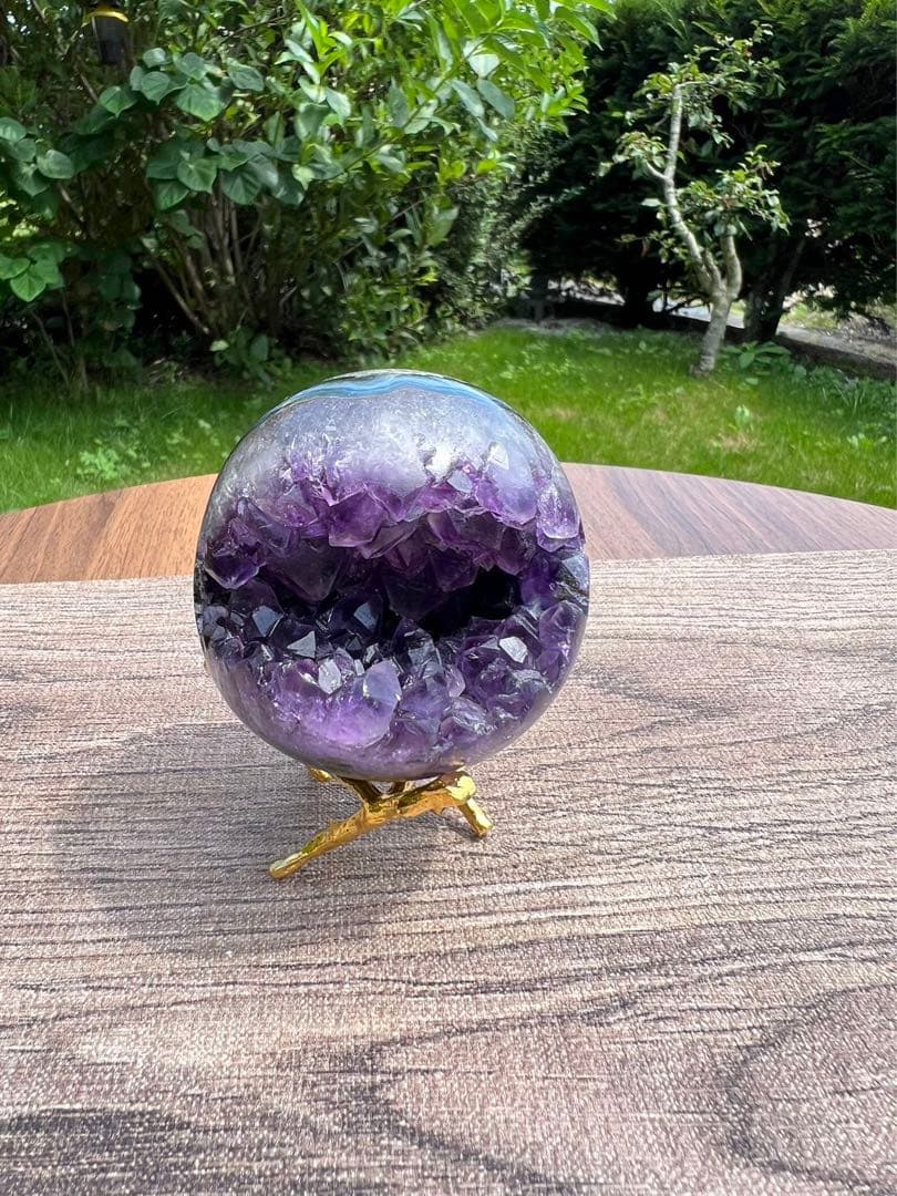 A88アメジストクラスター　丸玉（開口笑）サイズ66.6mm