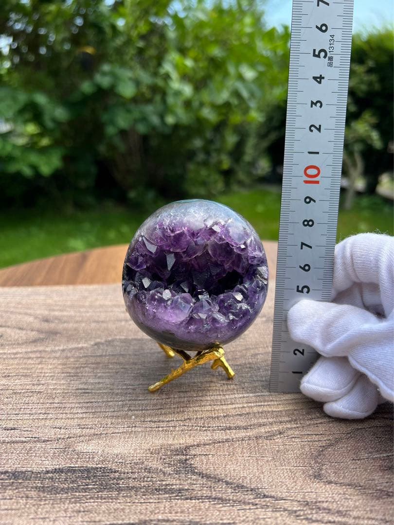 A88アメジストクラスター　丸玉（開口笑）サイズ66.6mm
