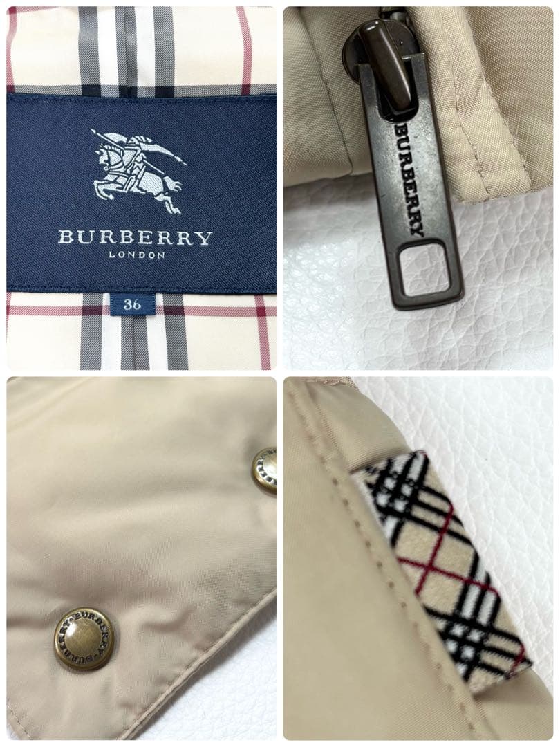 人気✨バーバリーロンドン ダウンベスト ノバチェック ブルーフォックス 36