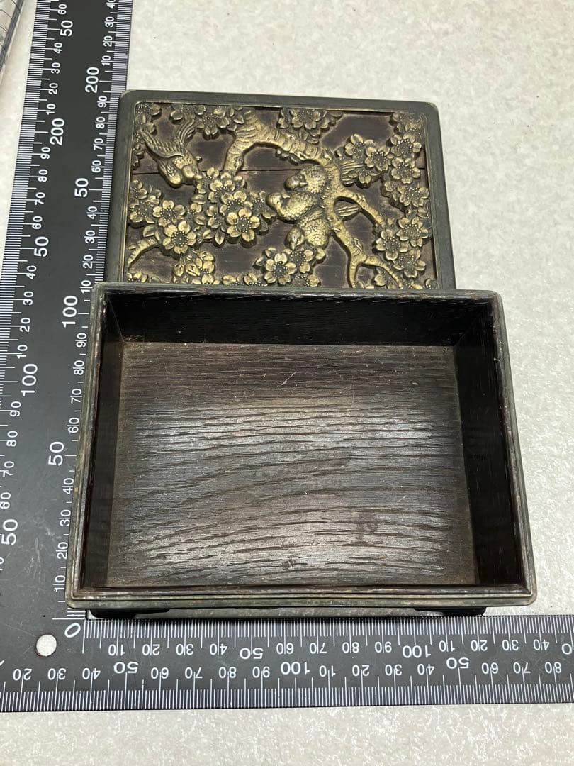 アンティーク　タバコケース　煙草入れ　昭和初期　花鳥図　小箱