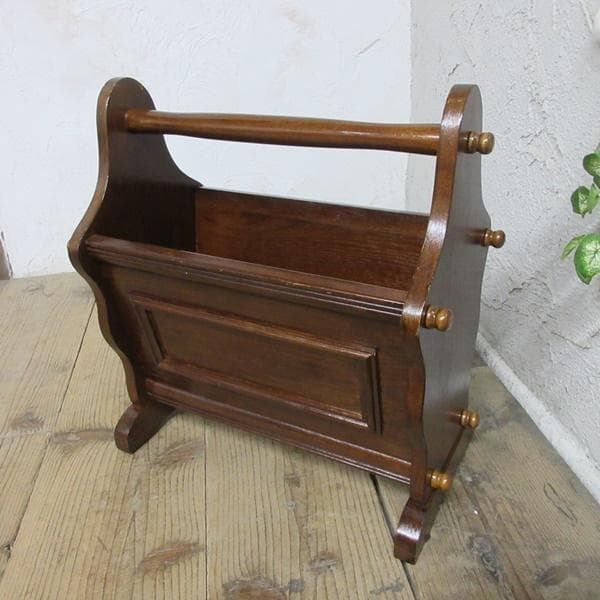 イギリス アンティーク 家具 マガジンラック 新聞/楽譜入れ 収納 6799c