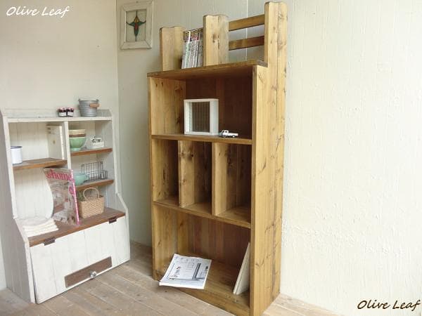 サイズオーダー可！スリム仕切り4段ラック●ナチュラルブラウン無垢材●受注製作