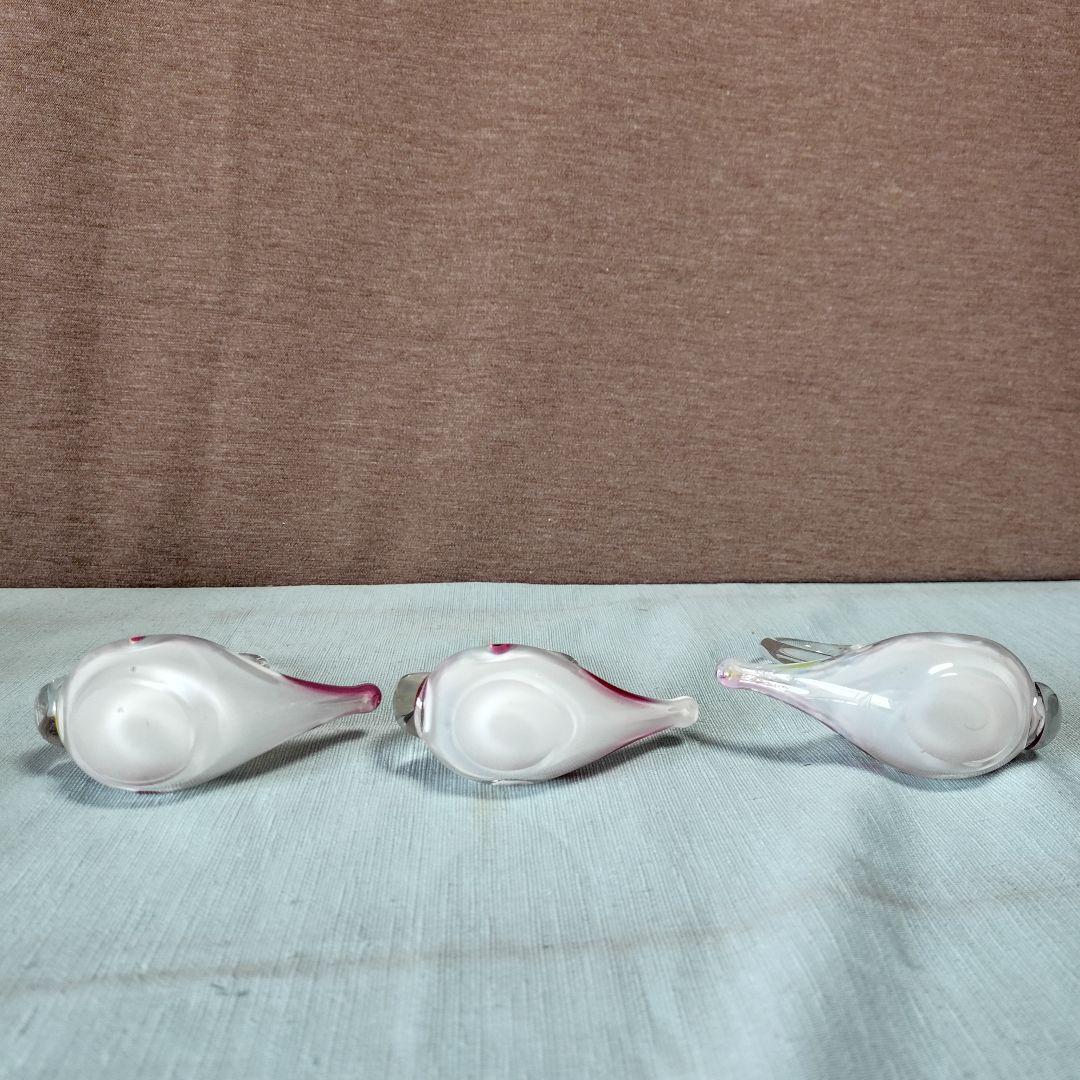 ボヘミアンクリスタル白鳥夫婦と同ガラス製子白鳥3羽家族