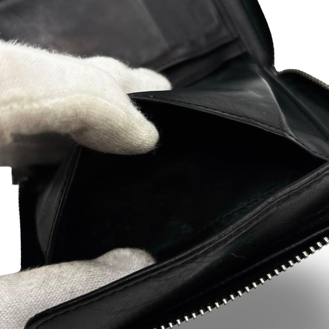 美品】Margiela　メゾンマルジェラ レザー ラウンドファスナー 財布　黒