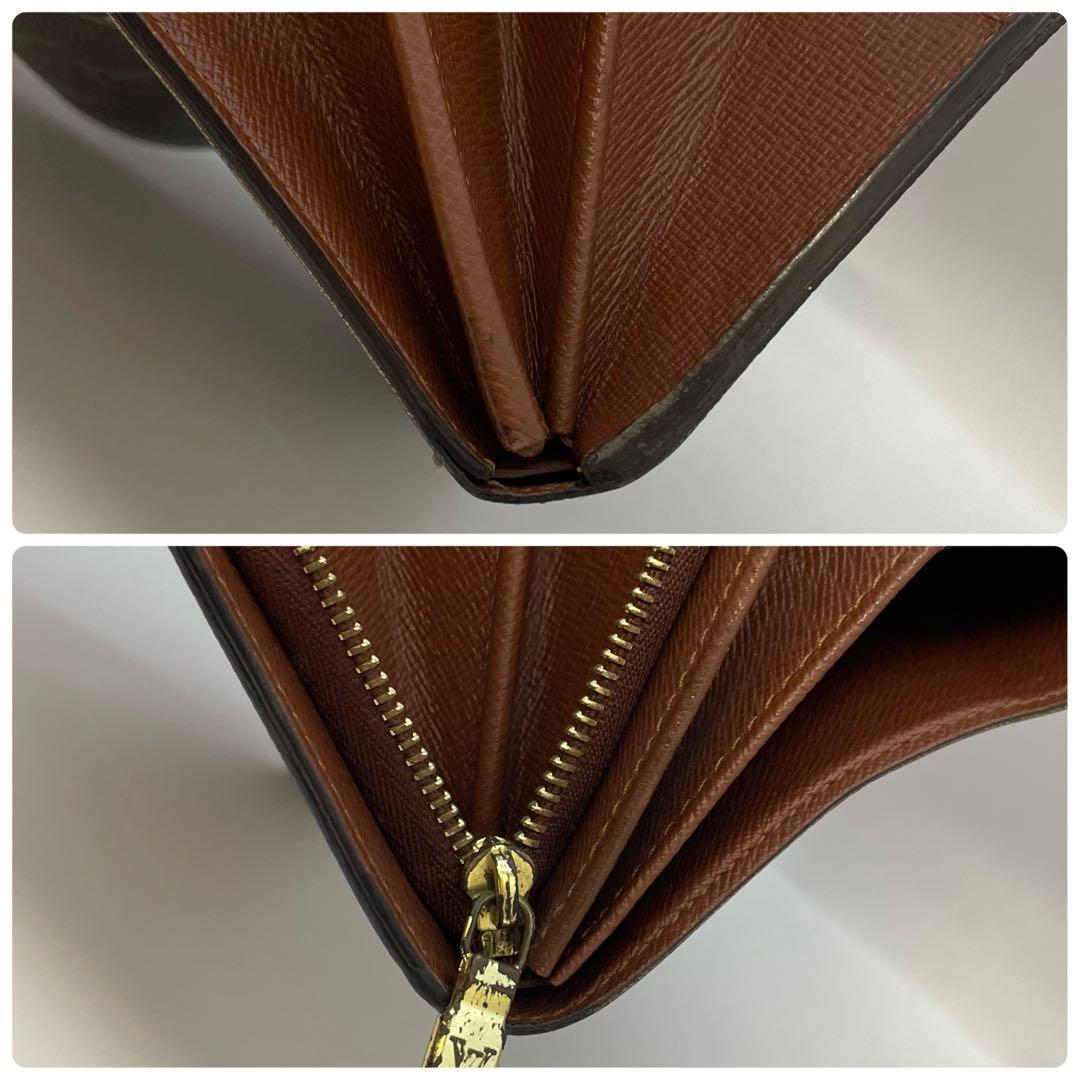 ルイヴィトン　折り財布　ブラウン　L字ファスナー　トレゾール　茶色