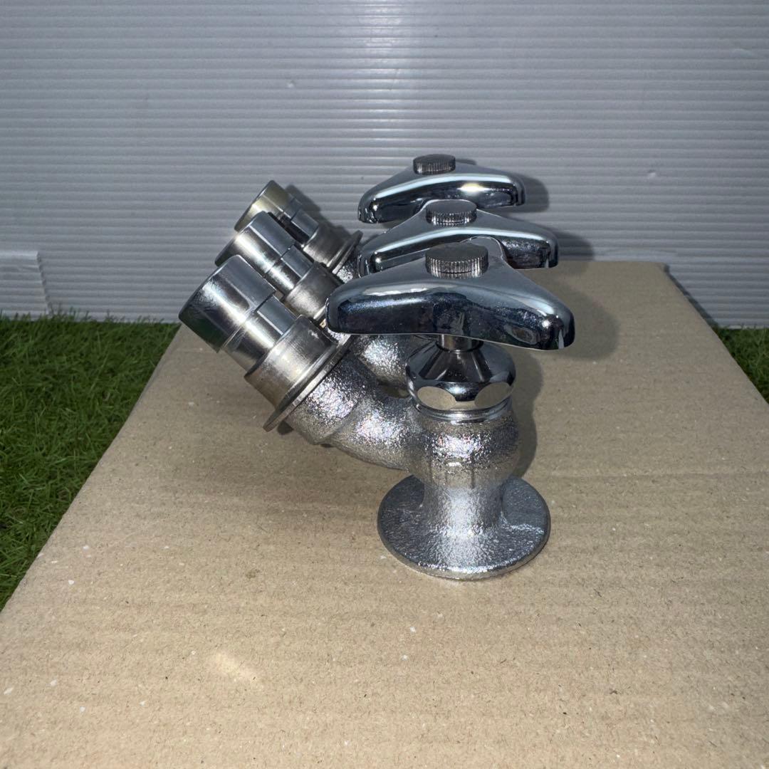 金属製シルバー蛇口 L字型散水用バルブ 3個セット［2265］