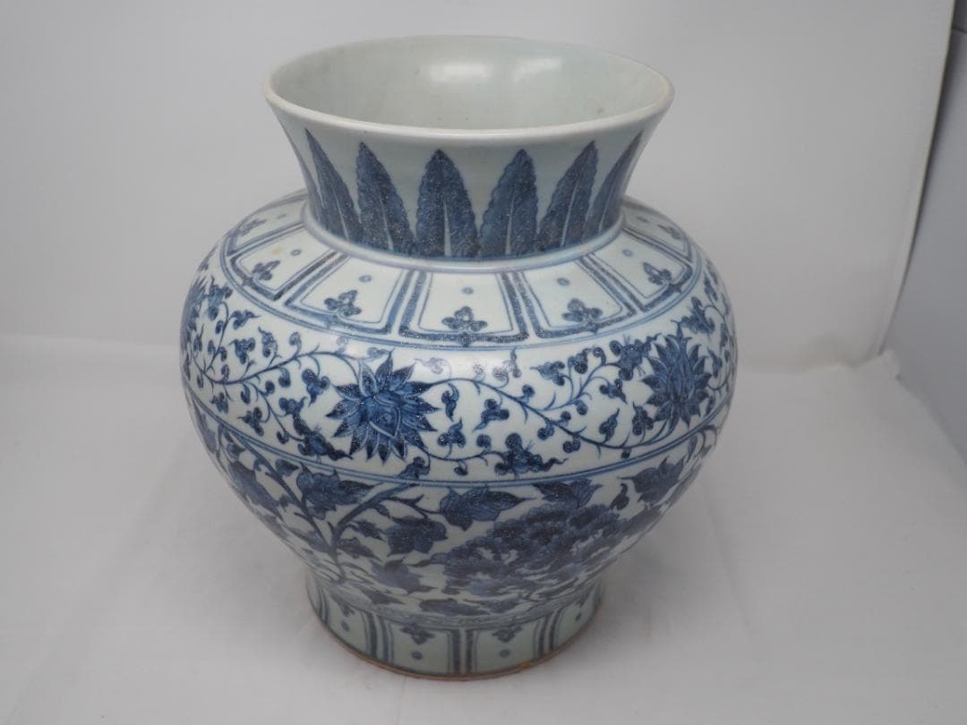 染付　花瓶　花柄　カケ　中国　-SO