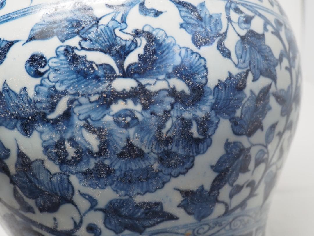 染付　花瓶　花柄　カケ　中国　-SO