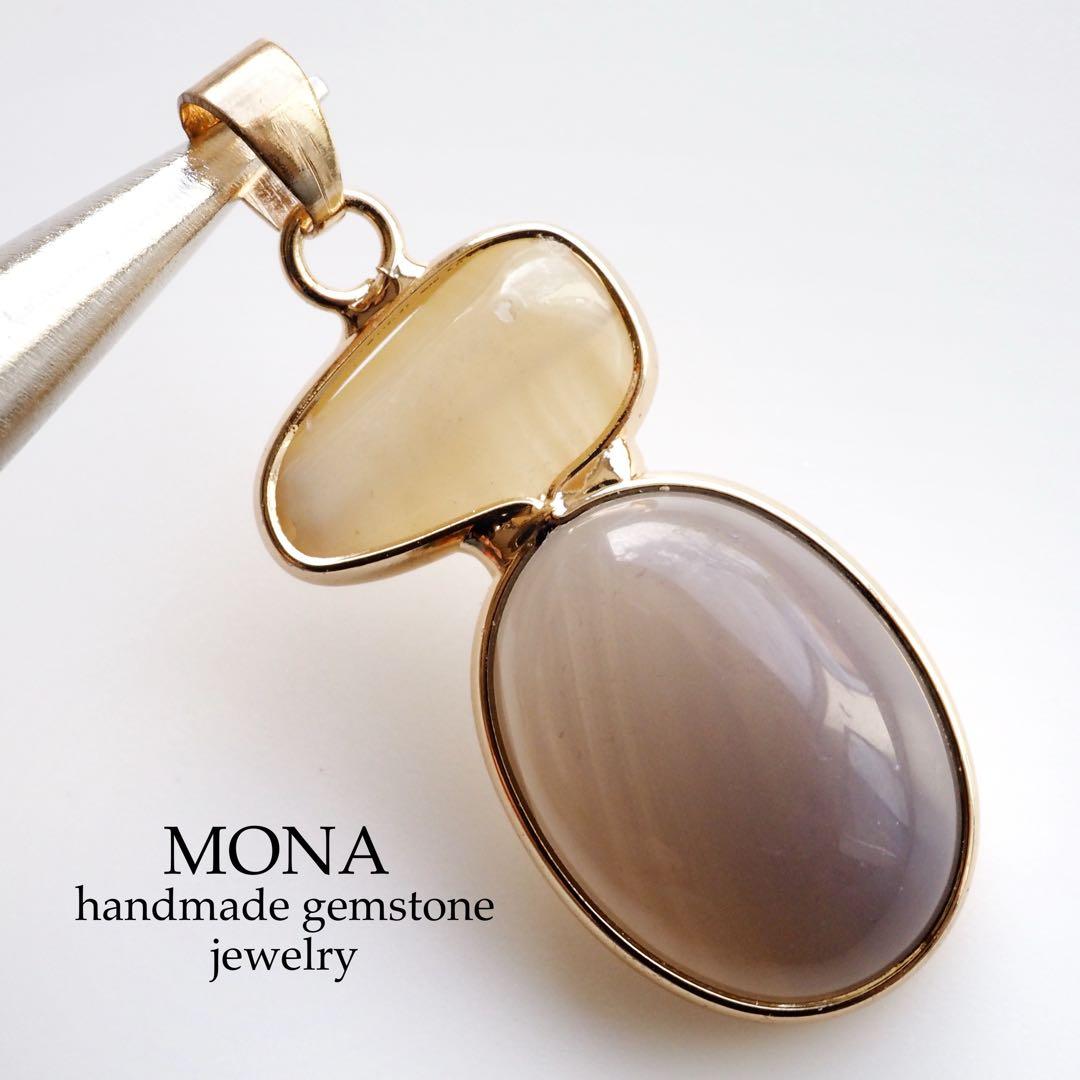 【ほぅ】天然ホワイトムーンストーンのつぶつぶ枠留めイヤリング