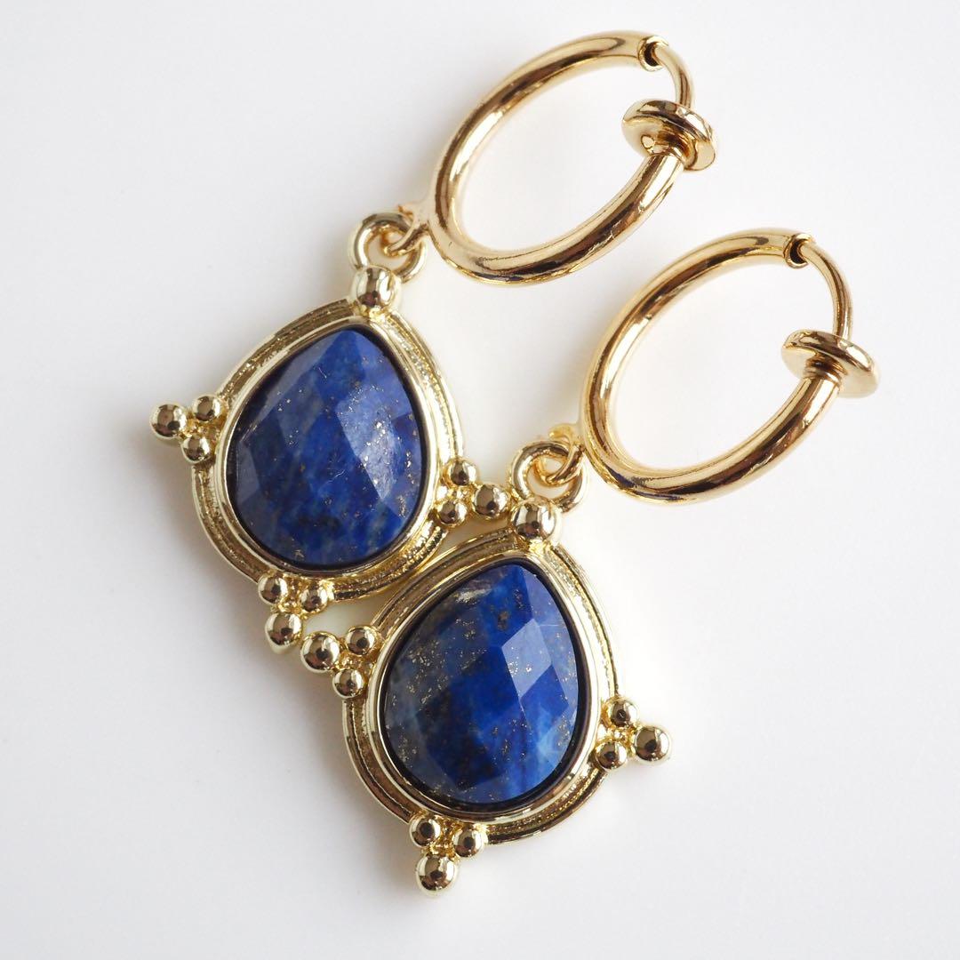 【ほぅ】天然ホワイトムーンストーンのつぶつぶ枠留めイヤリング