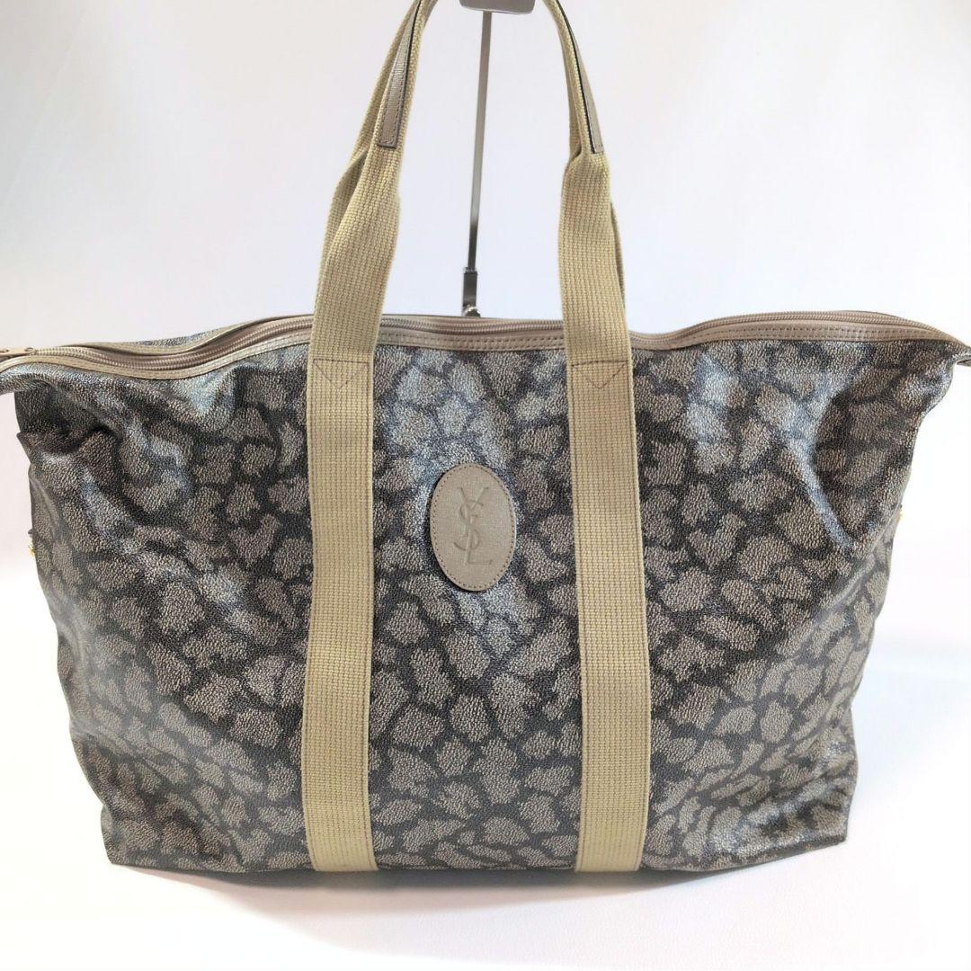 YSL ボストンバッグ ポーチSET ジラフ柄 PVCレザー 軽量 旅行