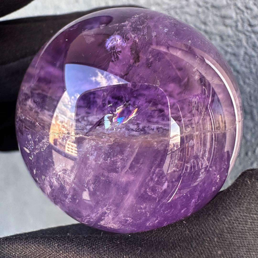 高品質❗️レインボー☆希少ガーデンクォーツ♡アメジスト丸玉スフィア天然石A1513