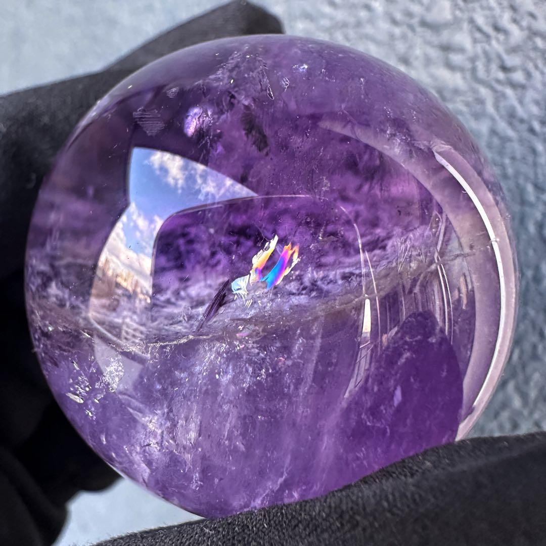 高品質❗️レインボー☆希少ガーデンクォーツ♡アメジスト丸玉スフィア天然石A1513