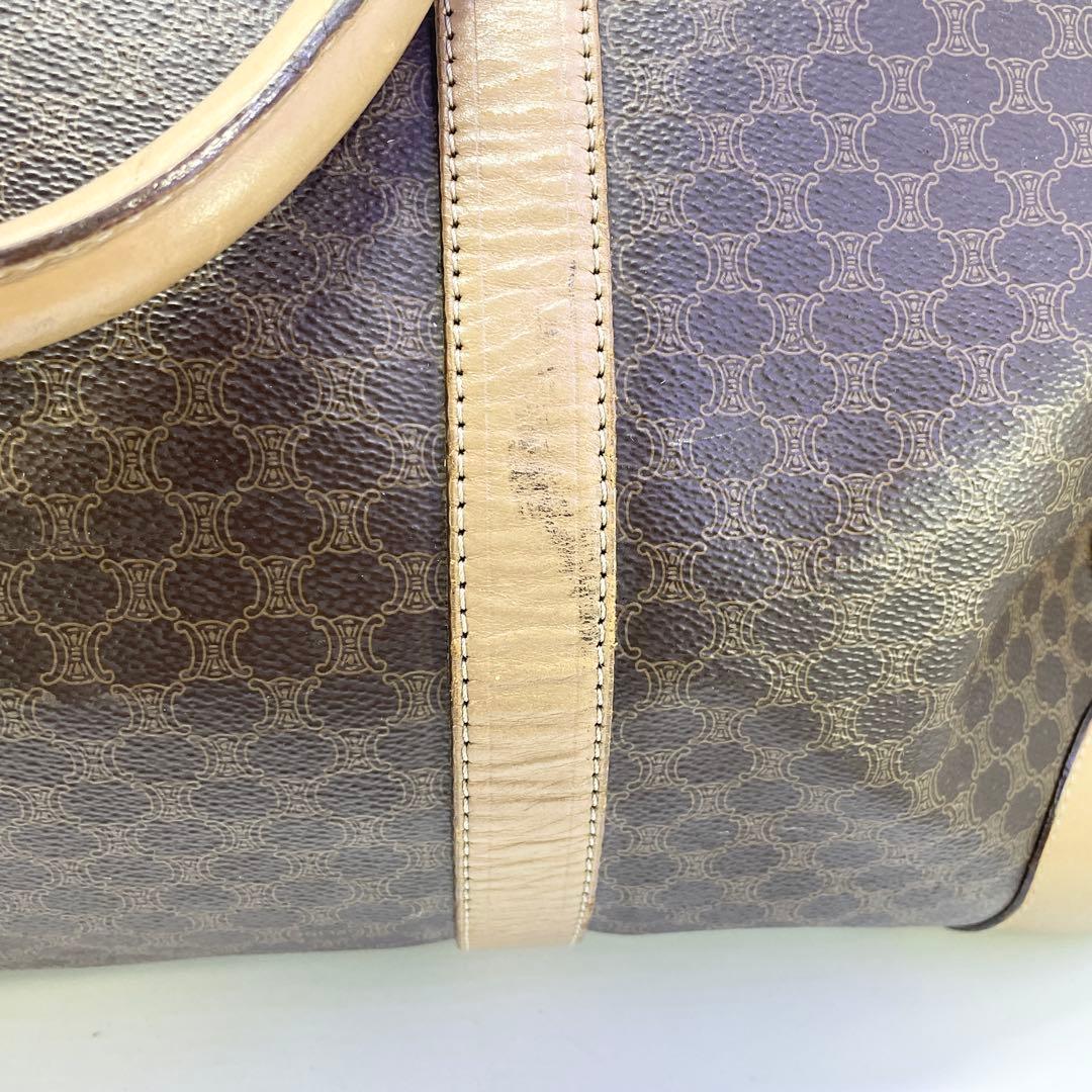 セリーヌ　ボストンバッグ　マカダム　ベージュ　ブラウン　大容量