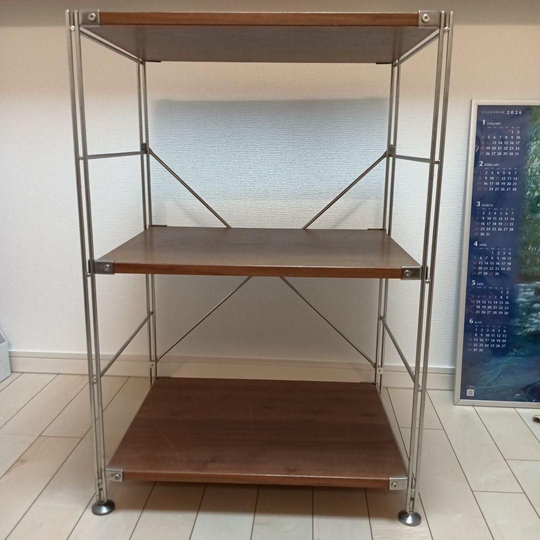 【無印良品】ステンレスユニットシェルフ◆3段◇ウォールナット