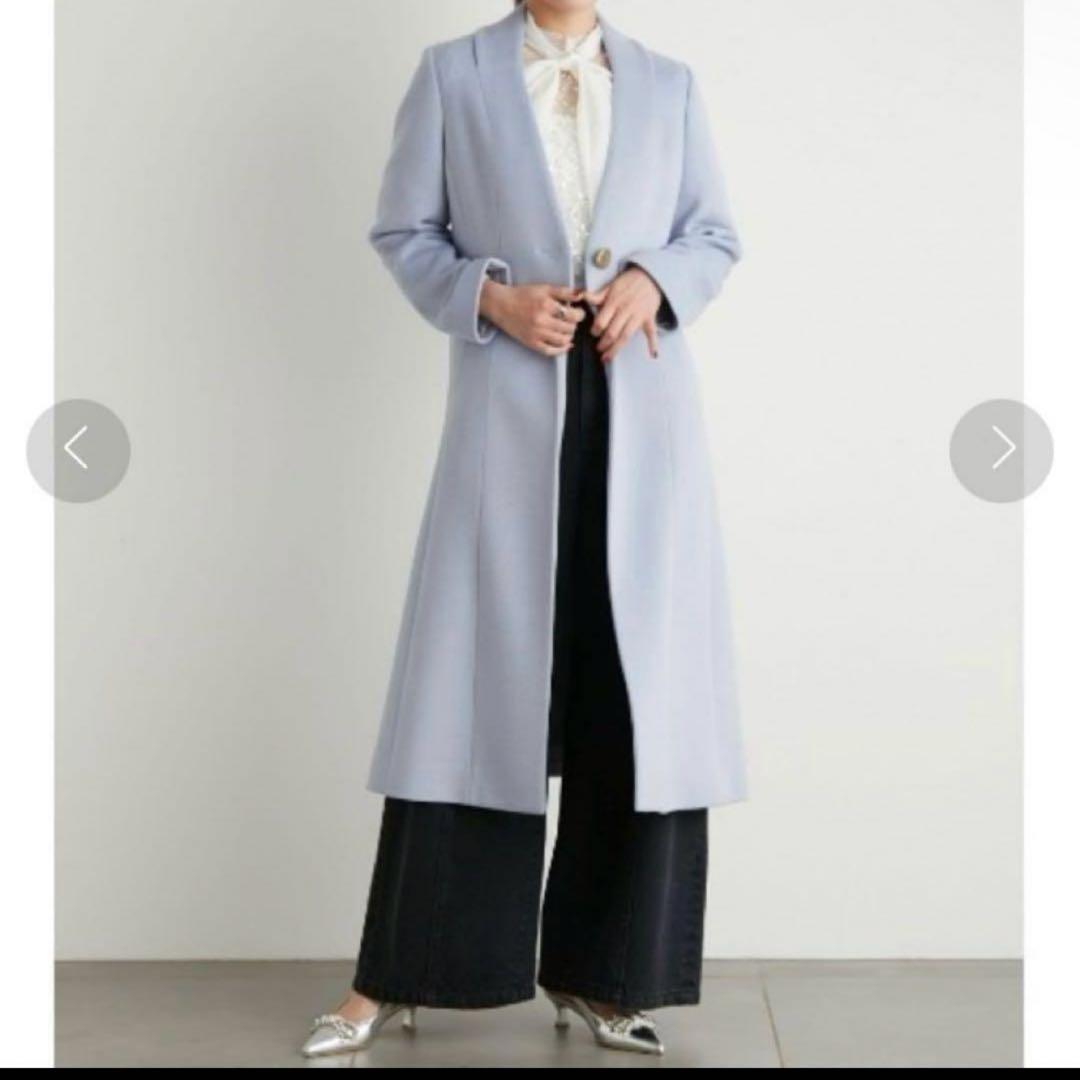 美品【送料込】Lily Brown チェスターコート0(S)ブルー ロングコート