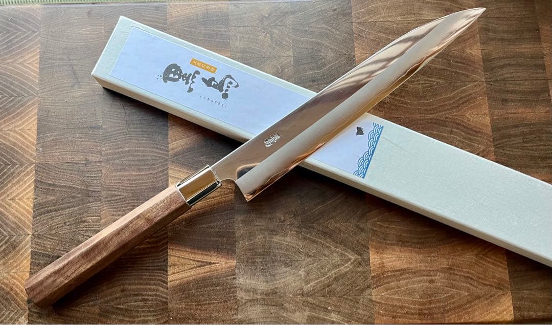 土佐打刃物 黒鳥鍛造工場 240mm 両刃 柳刃 刺身　包丁 銀三鋼 鏡面仕上