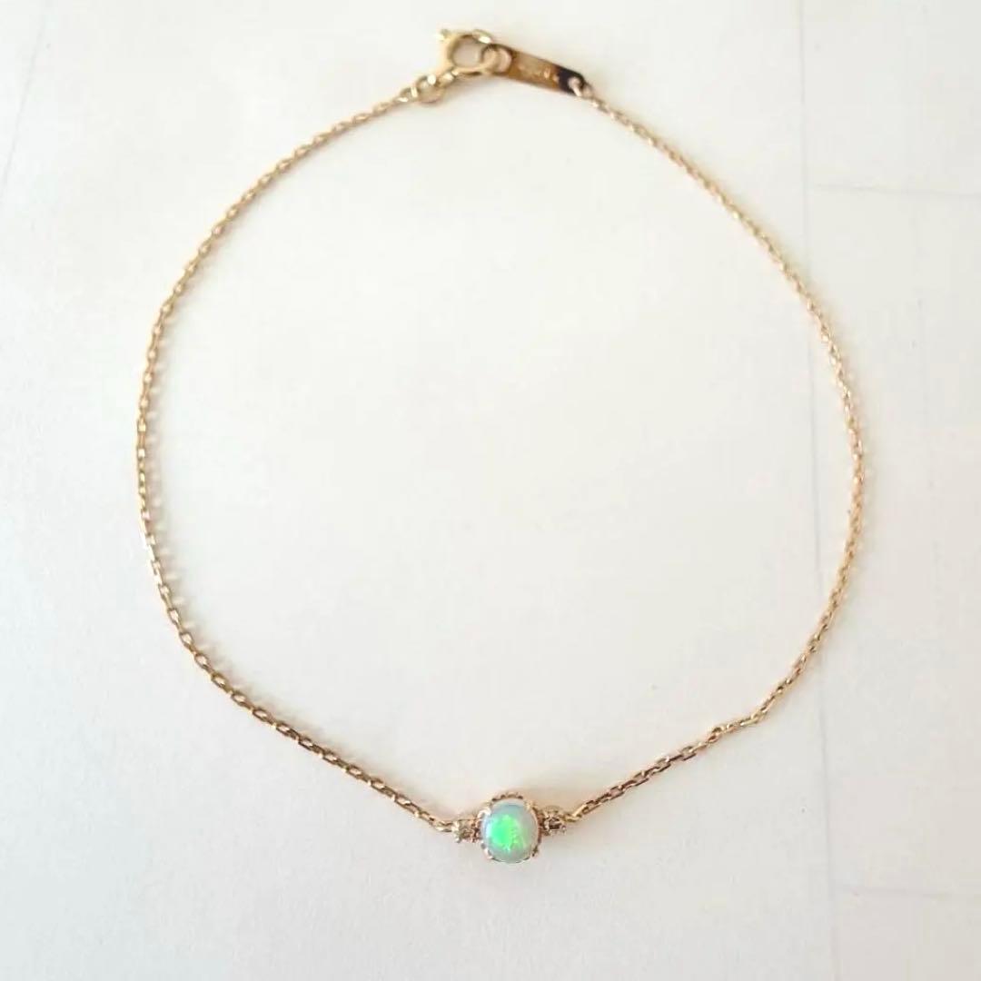 アガット オパール ダイヤ ブレスレット K10(YG) ダイヤモンド0.01