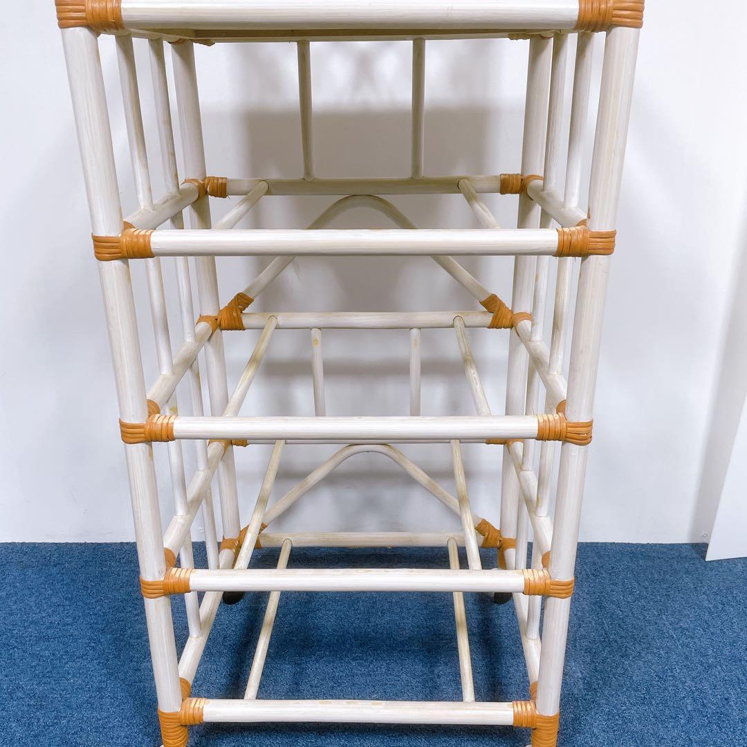 【送料込】KOIZUMI ラタン家具 籐 4段チェスト キャスター付 収納タンス