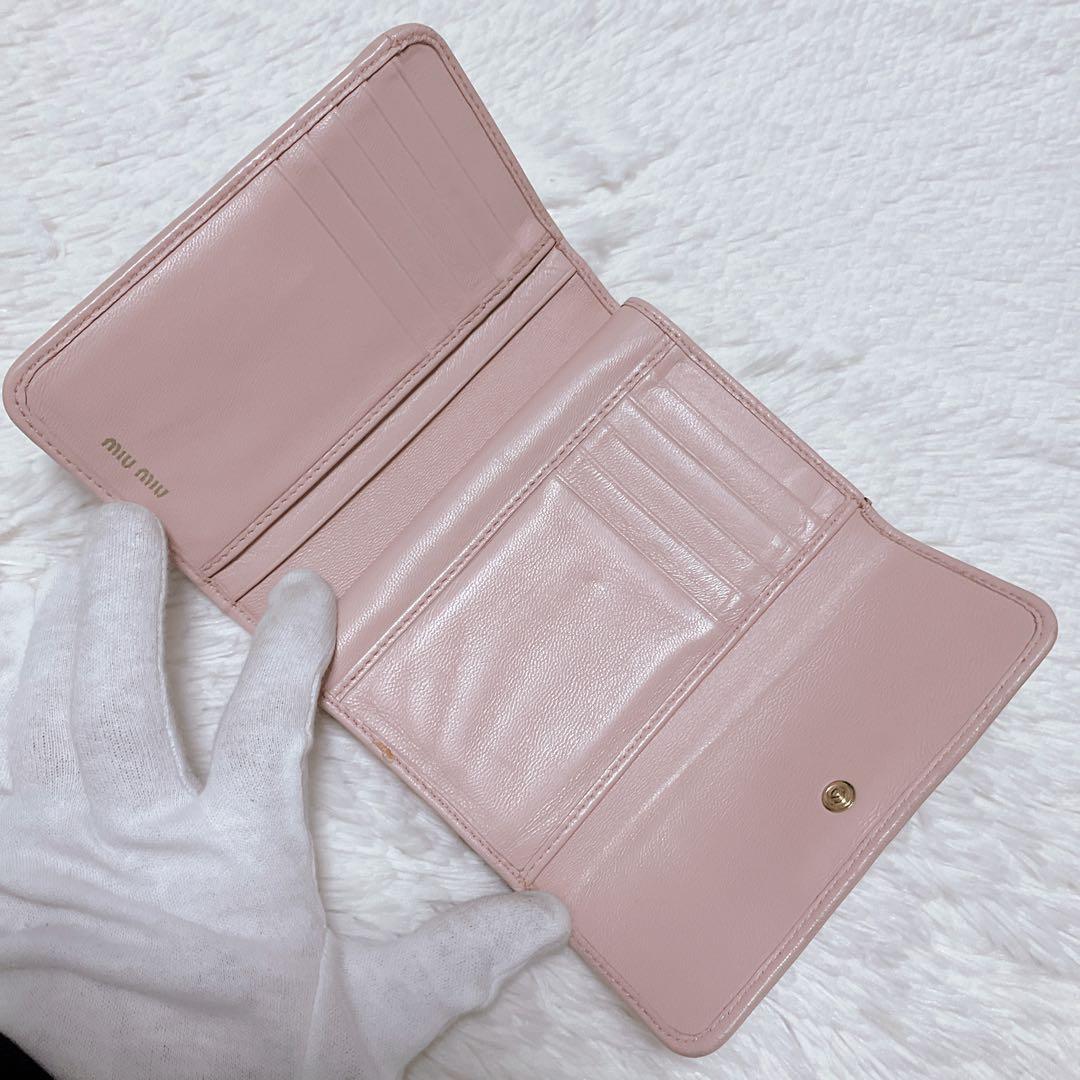 ♡美品♡MIU MIU マテラッセ 三つ折り財布 L字 ファスナー ピンク 金具