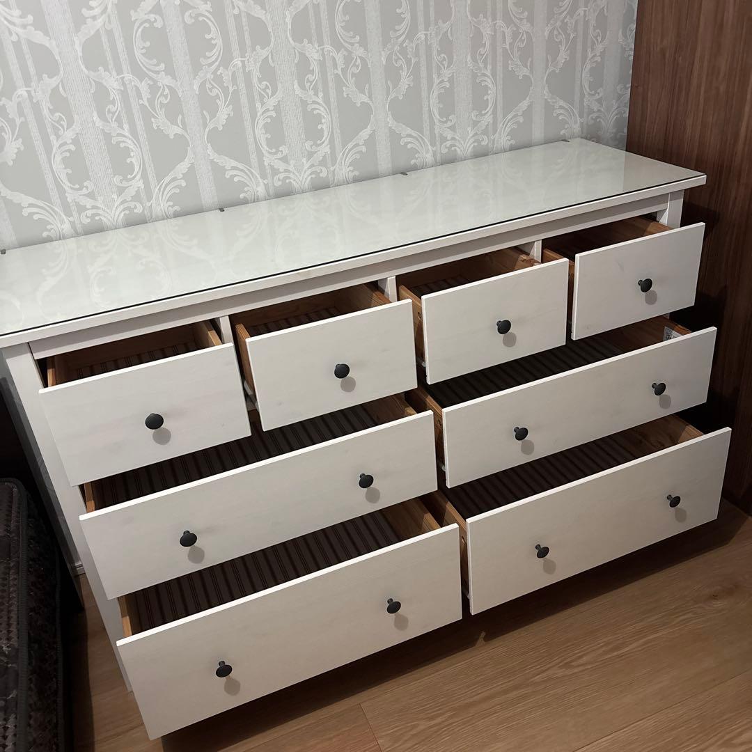 IKEA ホワイト木製チェスト HEMNES