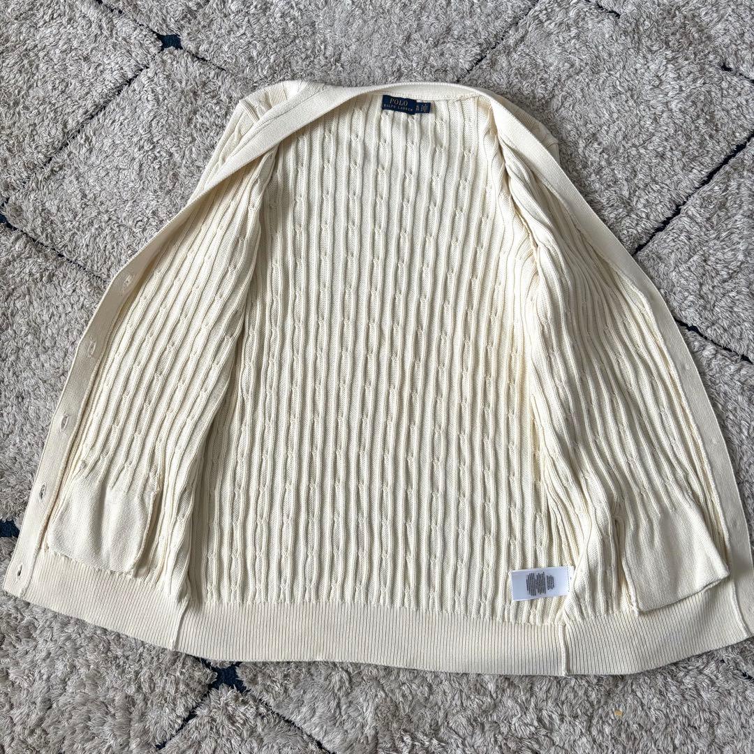 【美品✨】ポロラルフローレン　ニットカーディガン　ケーブルニット　刺繍　XL