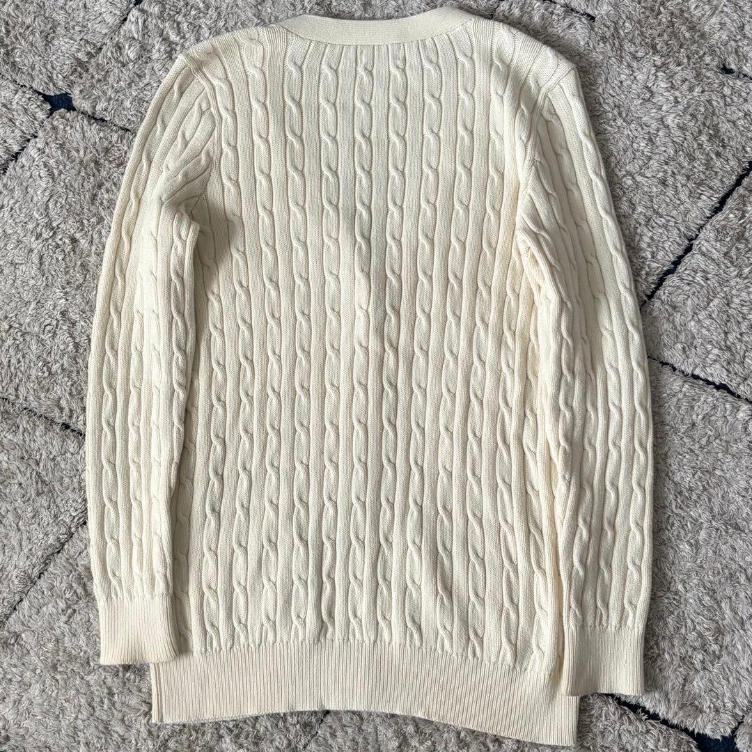 【美品✨】ポロラルフローレン　ニットカーディガン　ケーブルニット　刺繍　XL