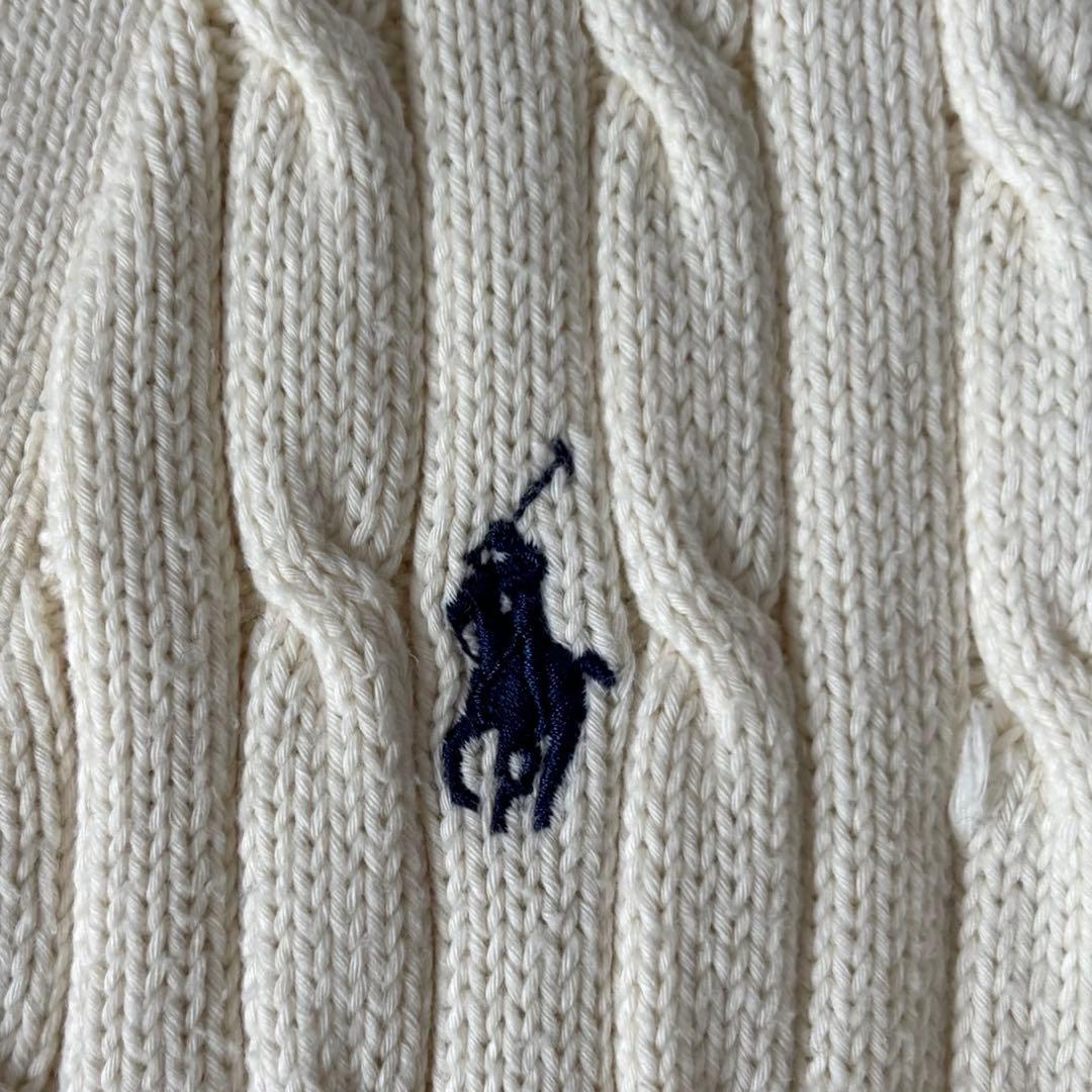 【美品✨】ポロラルフローレン　ニットカーディガン　ケーブルニット　刺繍　XL