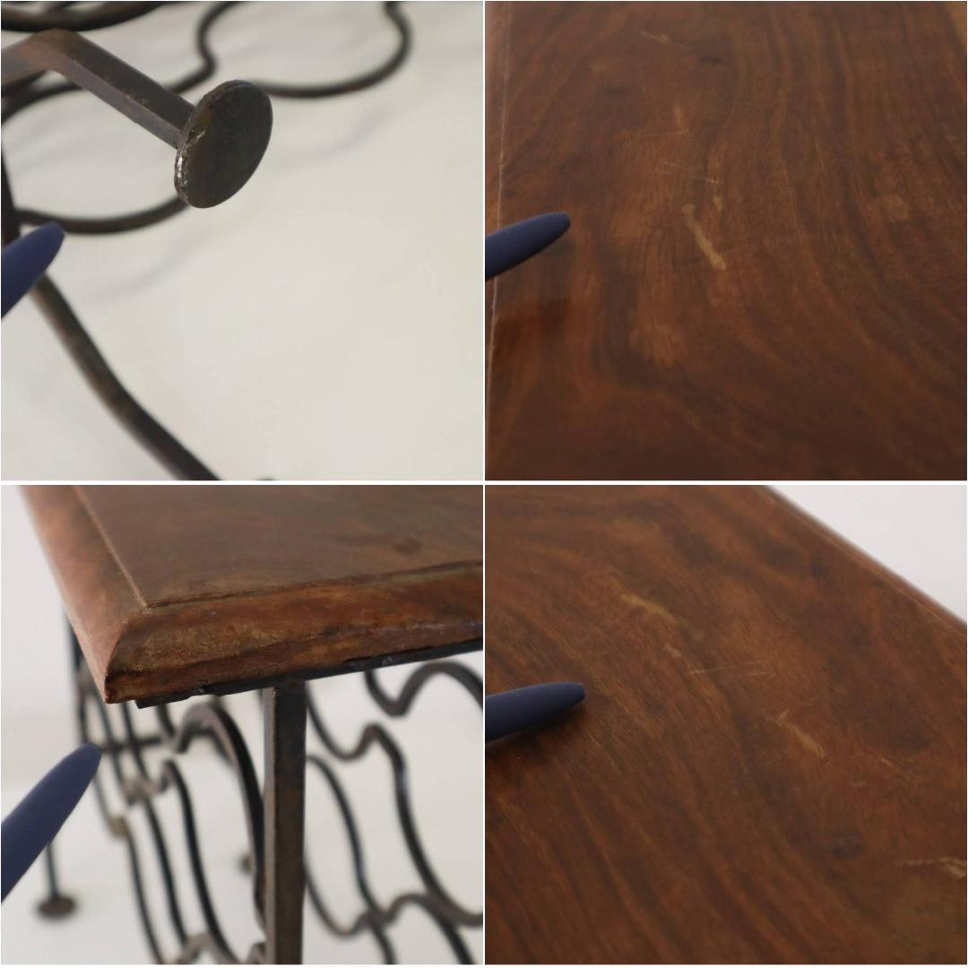 アンティーク 鉄脚 古木 ワインラック サイドテーブル ボトルラック コンソール