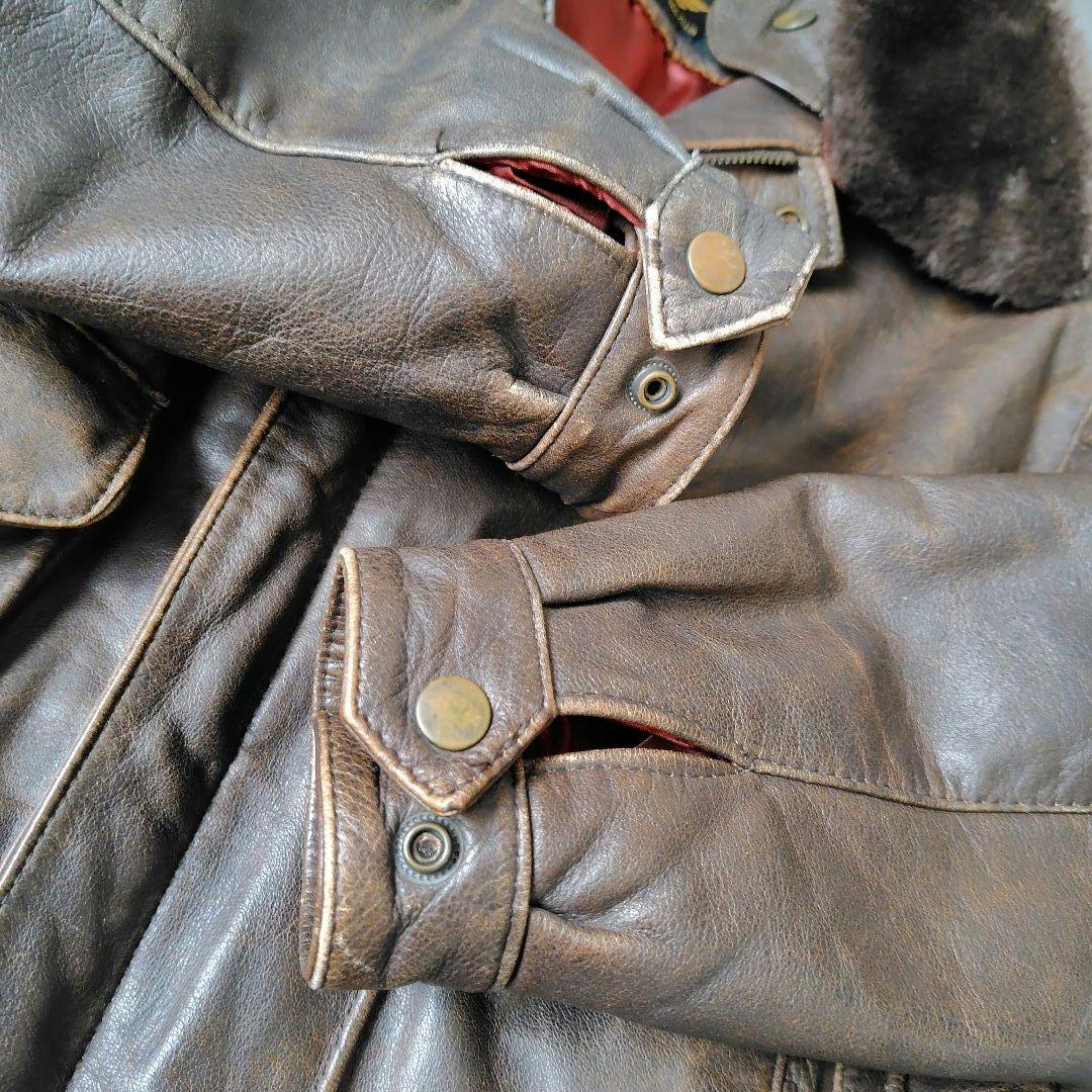 美品★フライト レザー ジャケット G-1 A-2 2-B ブラウン 本革 ボア