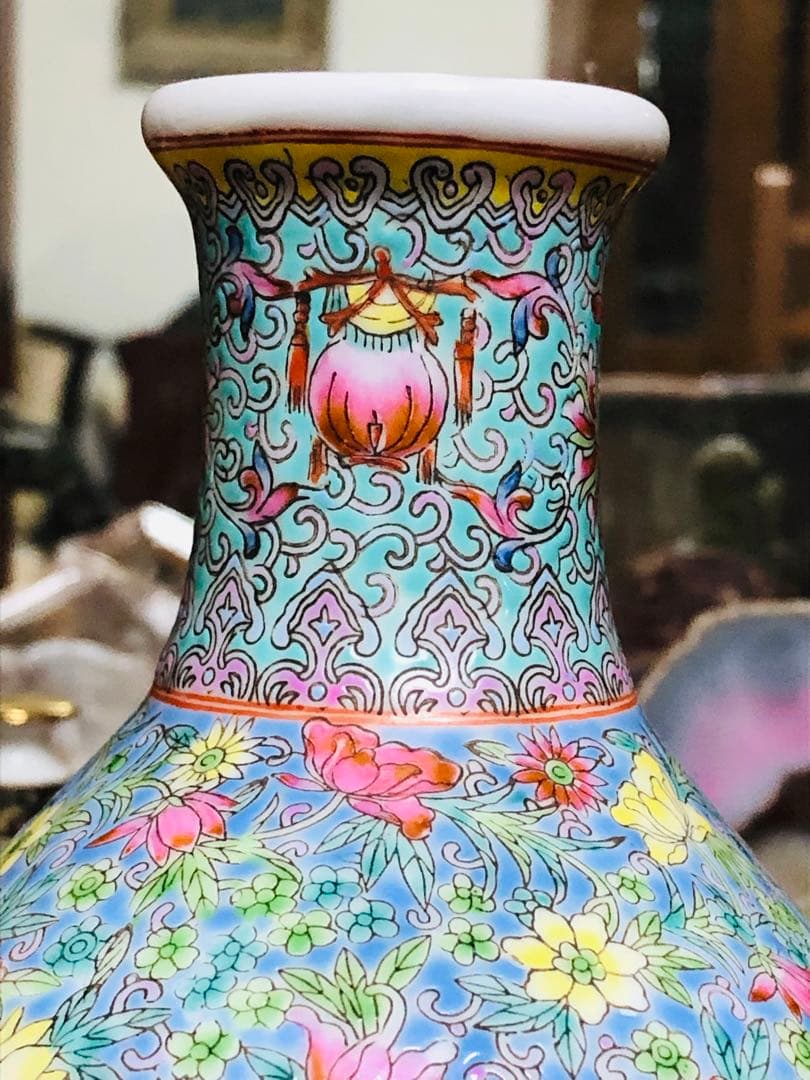 大清光緒年製銘　中国粉彩陶器