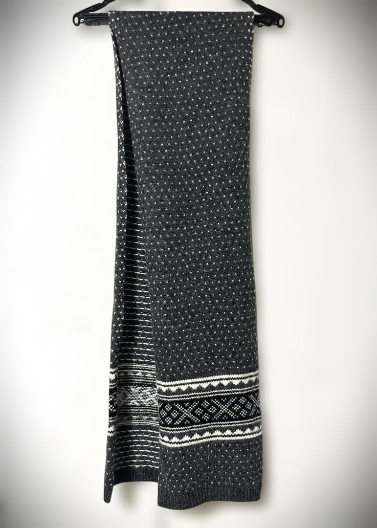 ジュンヤワタナベマン ウール マフラー グレイ 柄物
