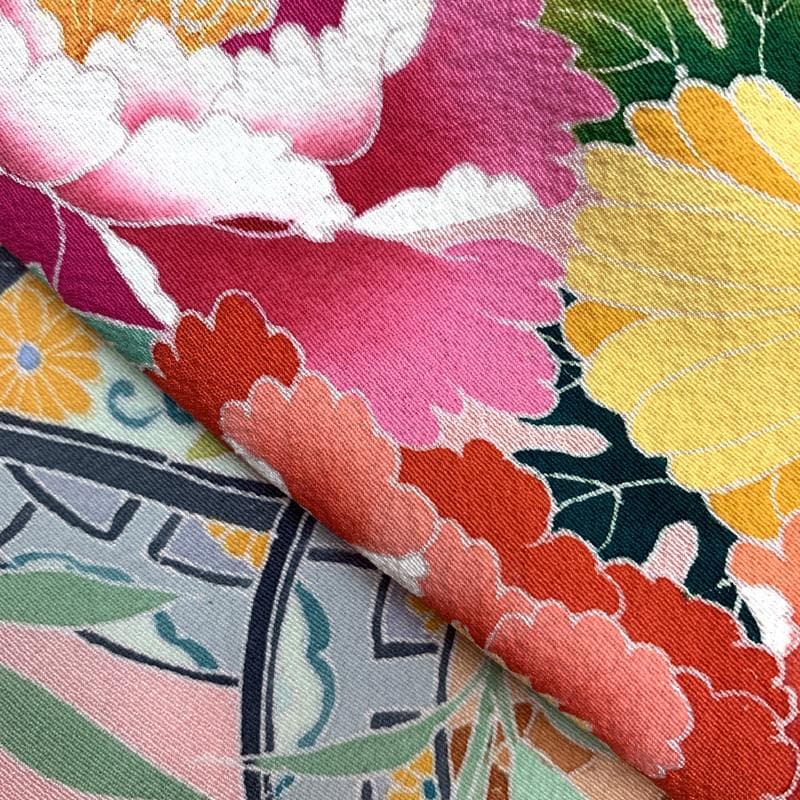 512ag68□七五三 三歳 女児 着物&被布 花車文 ピンク□美品