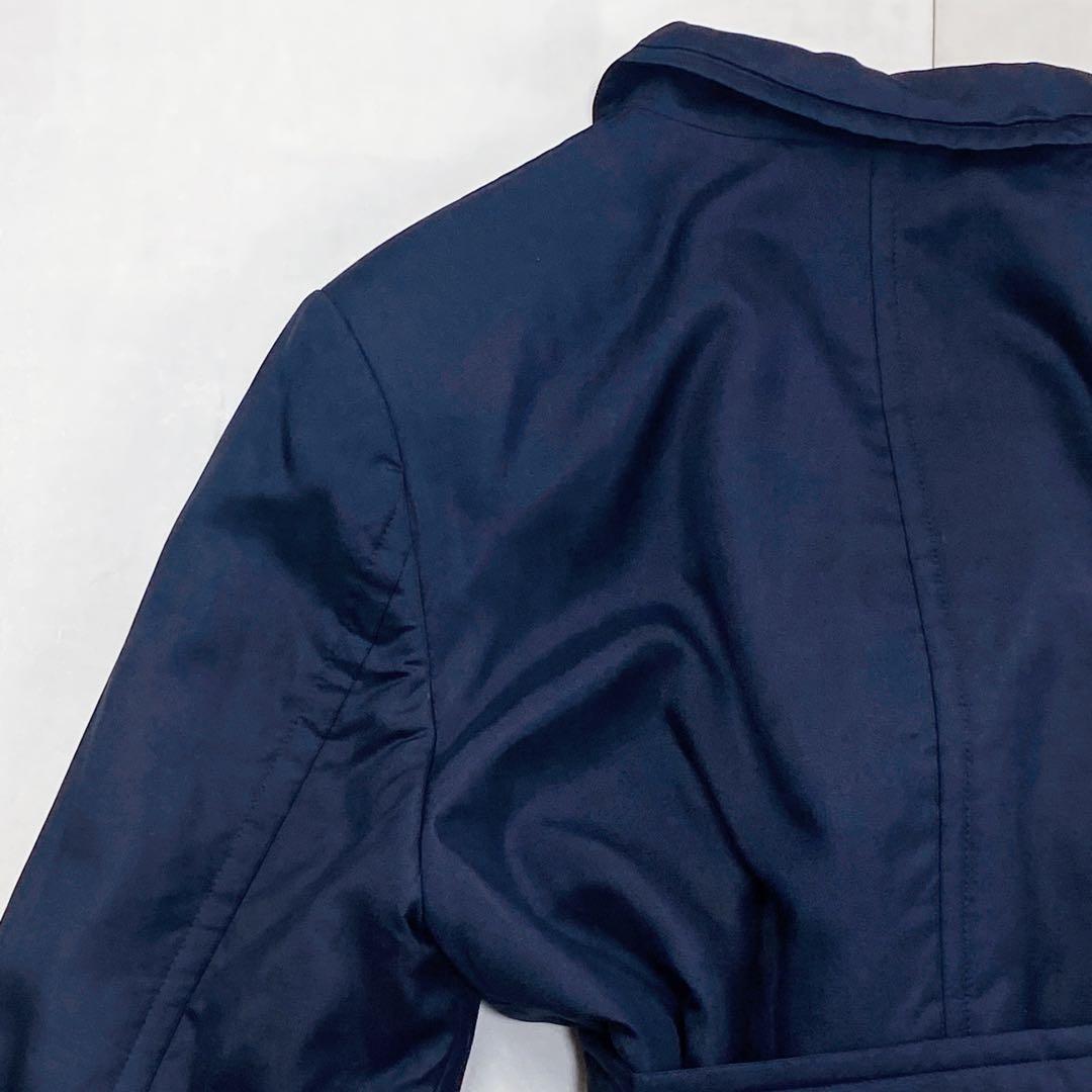 美品 シルク100 リボン 宝石 総柄 トレンチコート レオナール