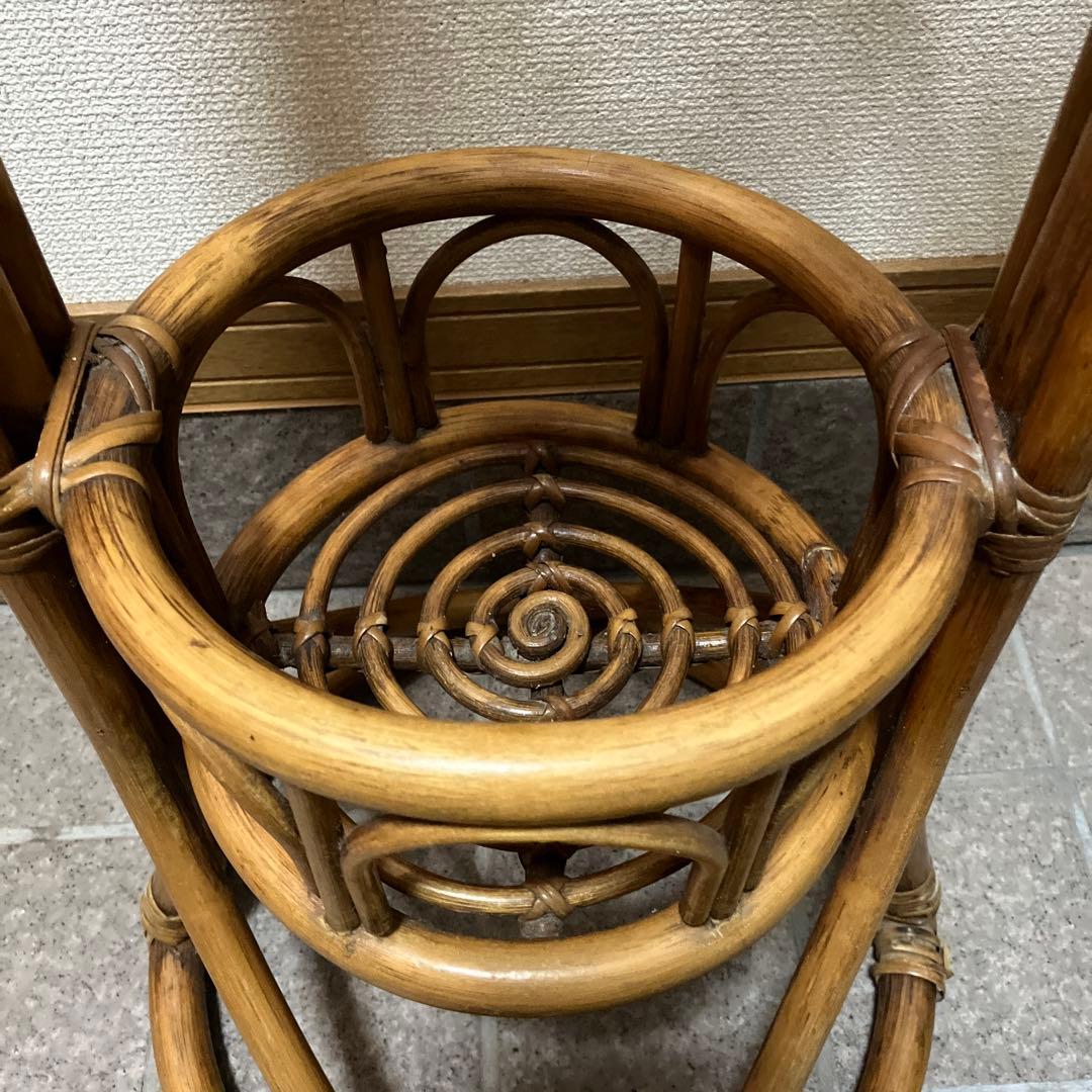 ラタン　藤家具　2段　フラワースタンド　鉢カバー