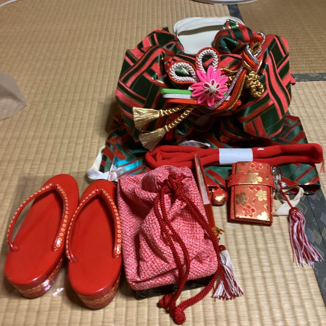 七五三七歳用フルセット　帯幅18センチ草履21、5センチ