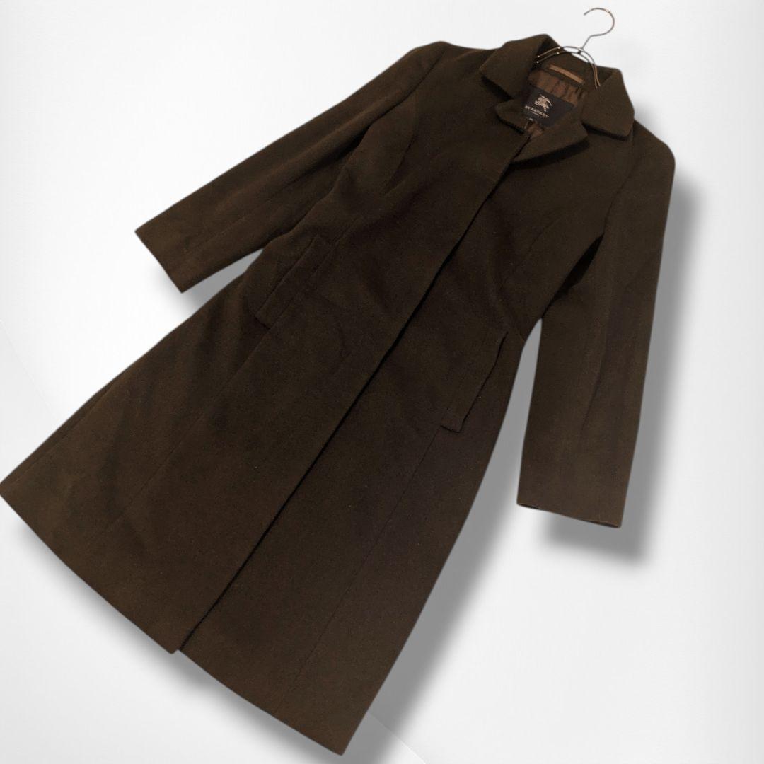 バーバリーロンドン♡アンゴラ チェスター コート 40 ブラウン 内ノバチェック