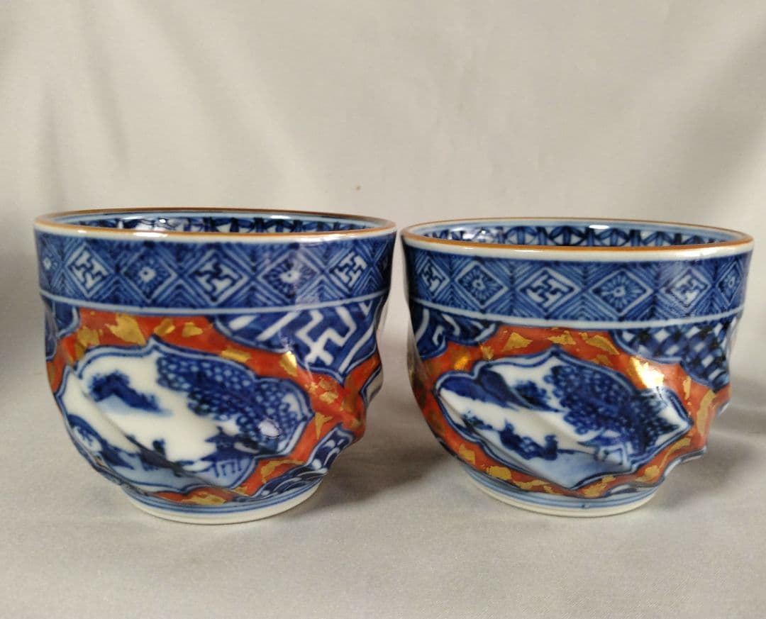 松谷窯　捻祥瑞意赤地金箔　小鉢　2個