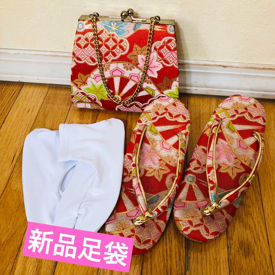 七五三 七歳‼️正絹豪華赤地桜金彩煌びやか極める‼️minkショール付完全フルセット