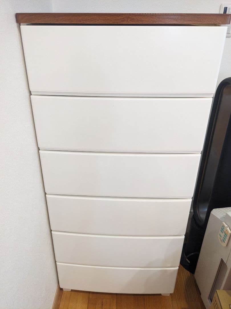 ホワイトチェスト 6段 引き出し付き